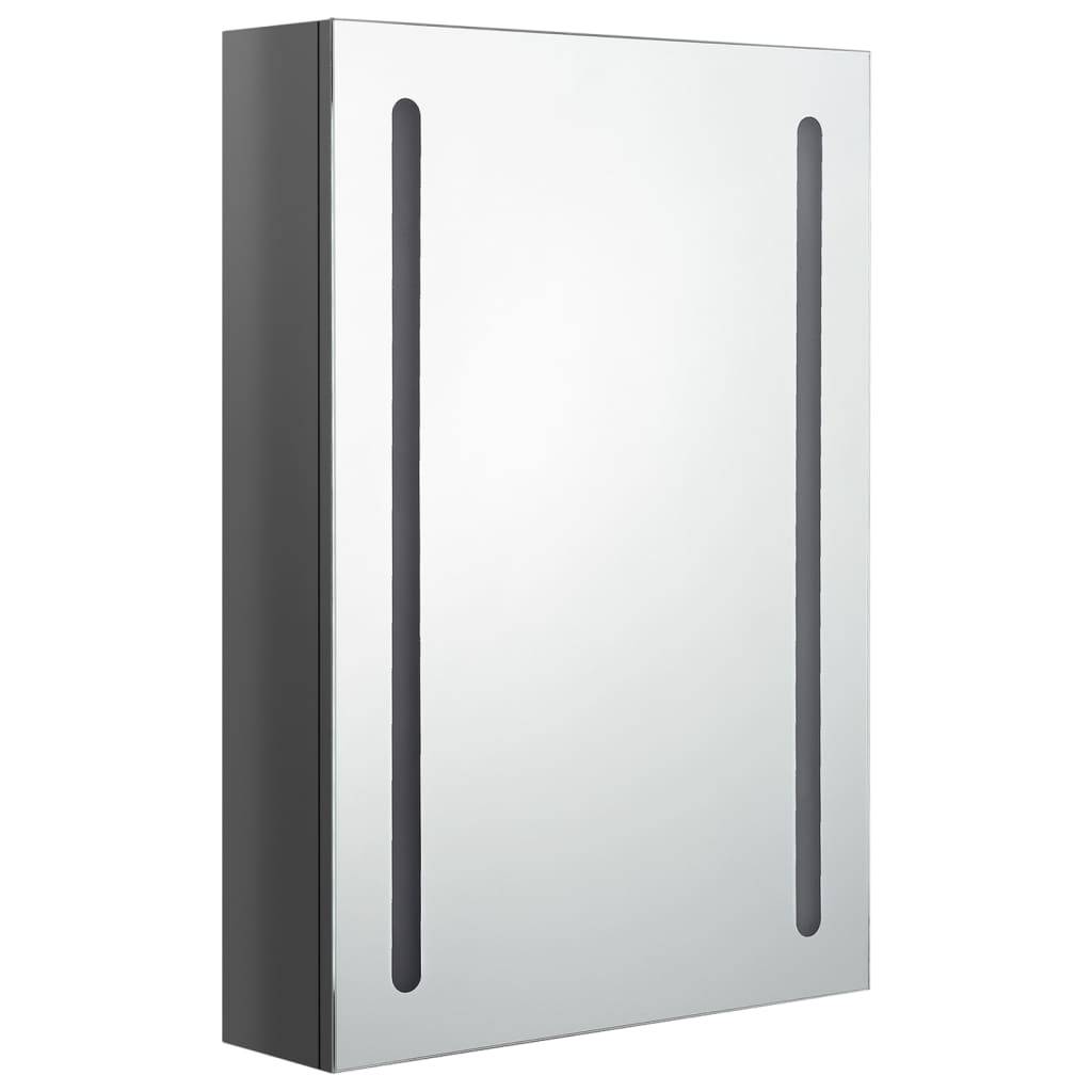 vidaXL LED-Bad-Spiegelschrank Glänzendes Grau 50x13x70 cm