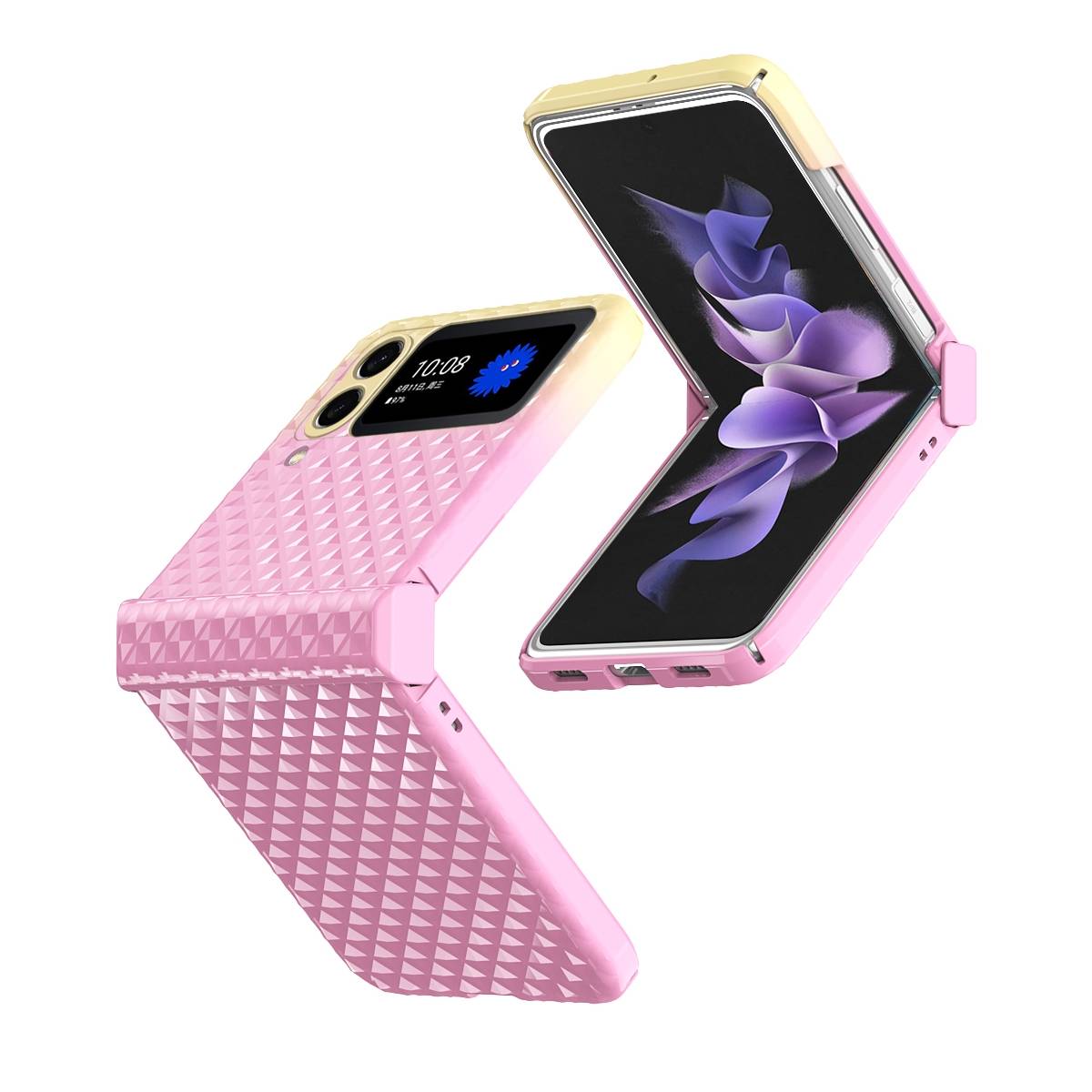 Für Samsung Galaxy Z Flip4 Handytasche mit Regenbogenverlauf und Scharnier Schutz Cover Handy Tasche Gelb / Rosa Hülle Etuis Muster
