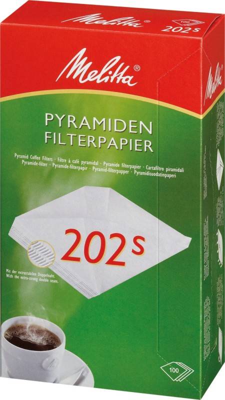 5 Stück Melitta Prof. Coffee Pyramidenfilterpapier Pa SF 202 S (VE100)