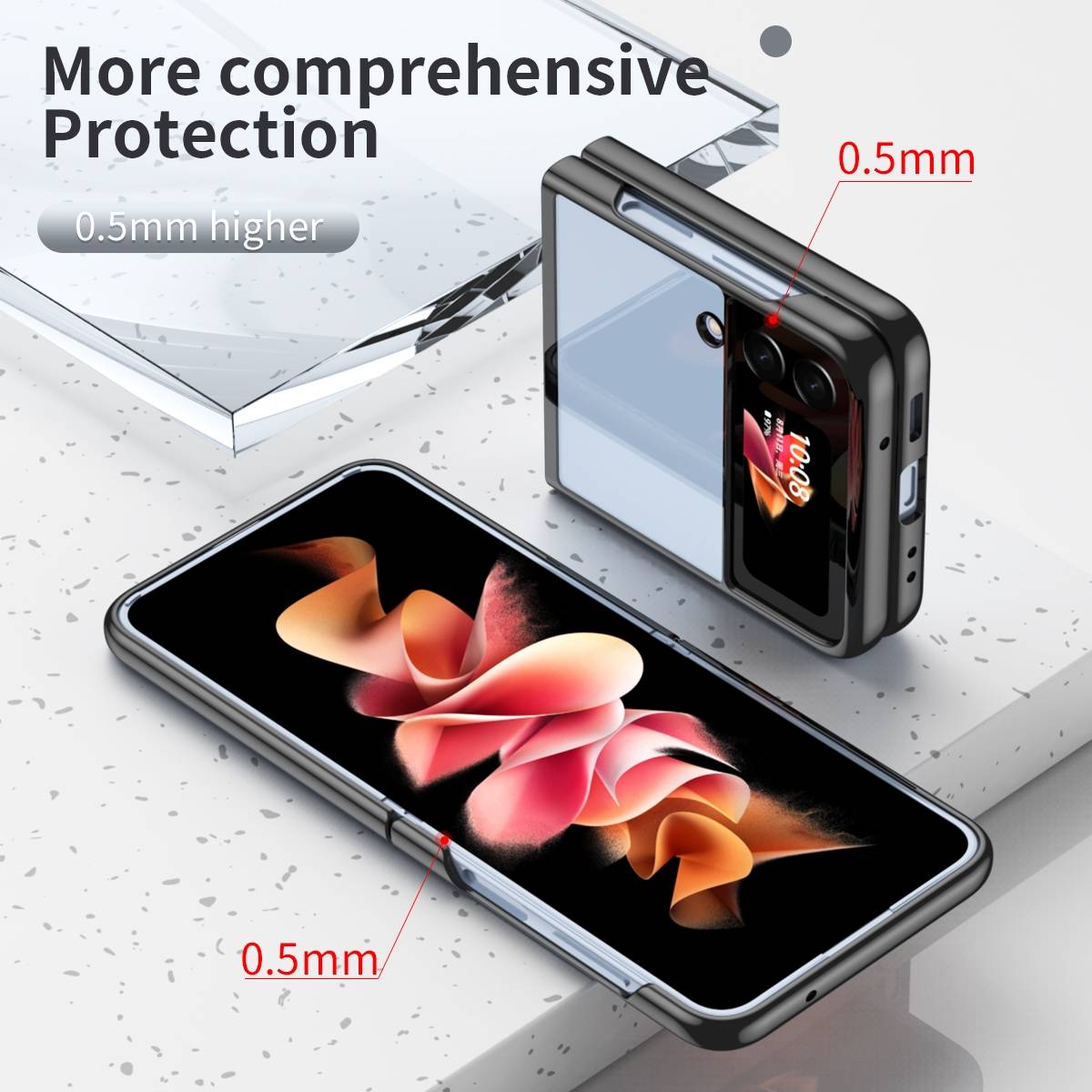 Für Samsung Galaxy Z Flip4 Electroplating transparente Handyhülle Schutz Cover Handy Tasche Schwarz Hülle Etuis Muster
