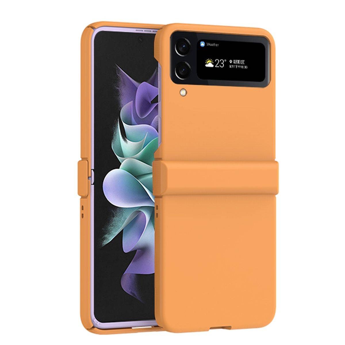 Für Samsung Galaxy Z Flip4 Dreiteiliges Macaron-Set Handyhülle Schutz Cover Handy Tasche Orange Hülle Etuis Muster