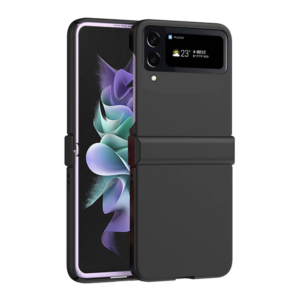 Für Samsung Galaxy Z Flip4 Dreiteiliges Macaron-Set Handyhülle Schutz Cover Handy Tasche Schwarz Hülle Etuis Muster