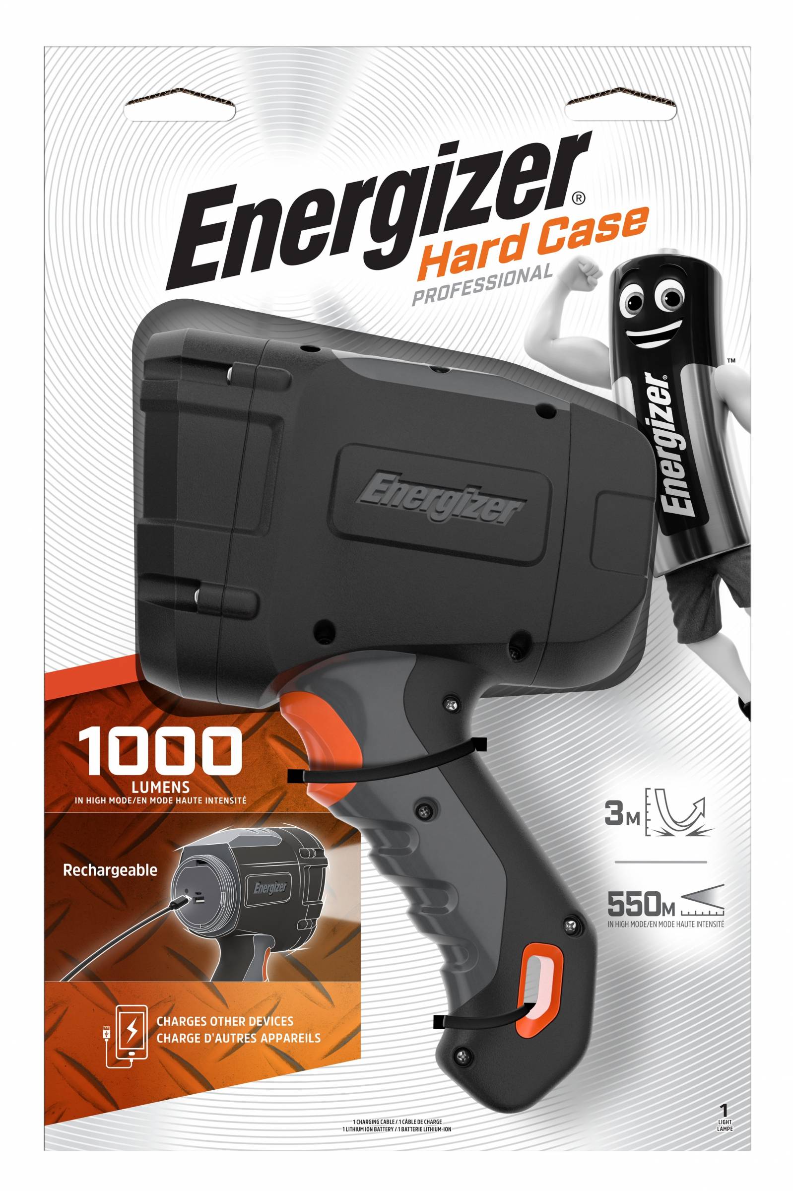 Energizer Pro Hard Case Rechargeable Spotlight - 1000 Lumen