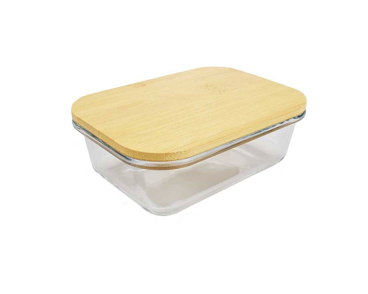 Aufbewahrungsglas Vorratsglas Aufbewahrungsdose Glasbehälter mit Holzdeckel Rechteckig 1040 ml