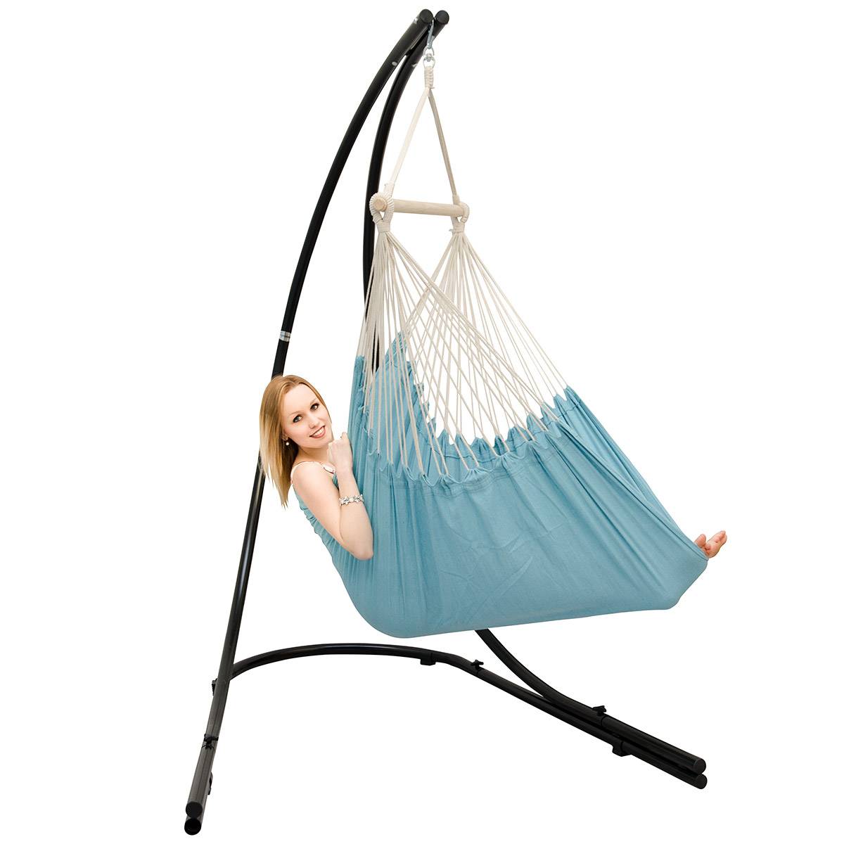 XXL Hängesessel mit Gestell Hängestuhl für 2 Doppel Hängesitz Hängeliege Blau