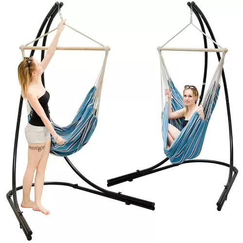 XXL Hängesessel mit Gestell Hängestuhl für 2 Hängeliege Hängesitz Blau Weiß XXL Hängesessel mit Gestell Hängestuhl für 2 Hängeliege Hängesitz Blau Weiß