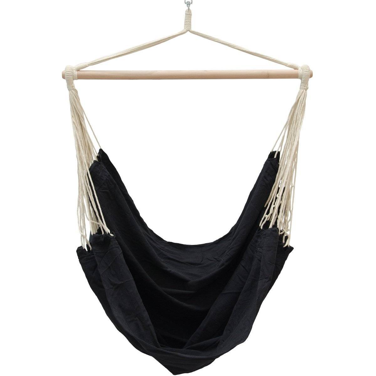 XXL Hängesessel mit Gestell Hängestuhl für 2 Doppel Hängesitz Hängeliege Schwarz