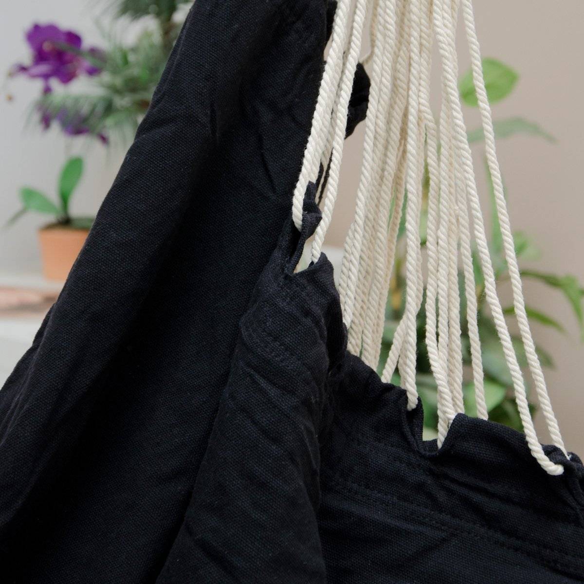 XXL Hängesessel mit Gestell Hängestuhl für 2 Doppel Hängesitz Hängeliege Schwarz