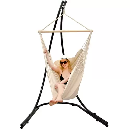 XXL Hängesessel mit Gestell Hängestuhl für 2 Doppel Hängesitz Hängeliege Beige XXL Hängesessel mit Gestell Hängestuhl für 2 Doppel Hängesitz Hängeliege Beige