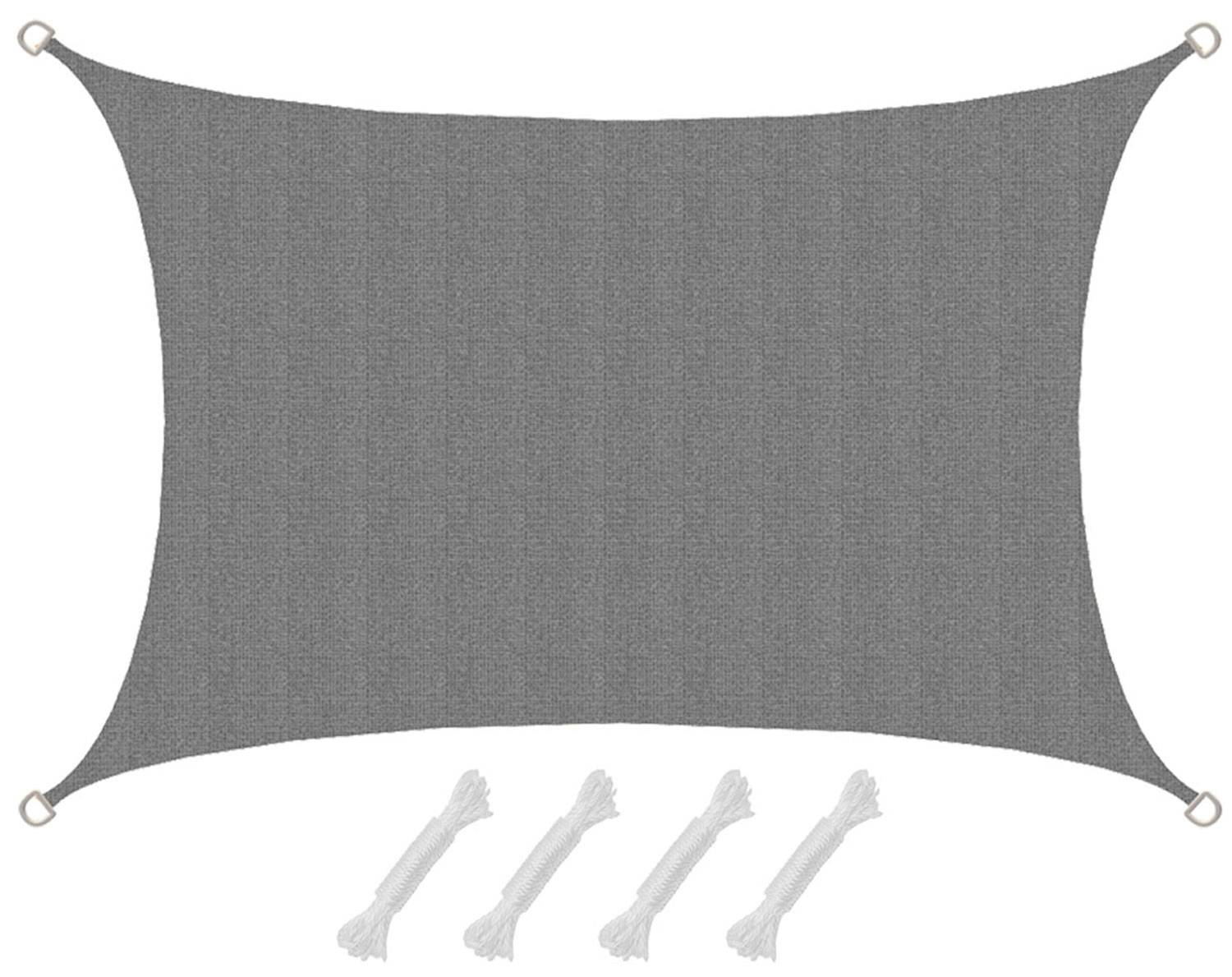 UV Sonnensegel 3x2 HDPE Rechteckig Sonnenschutz Überdachung Garten Balkon Grau