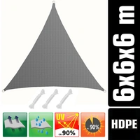 UV Sonnensegel 6x6x6 m HDPE Dreieck Sonnenschutz Überdachung Balkon Garten Grau UV Sonnensegel 6x6x6 m HDPE Dreieck Sonnenschutz Überdachung Balkon Garten Grau