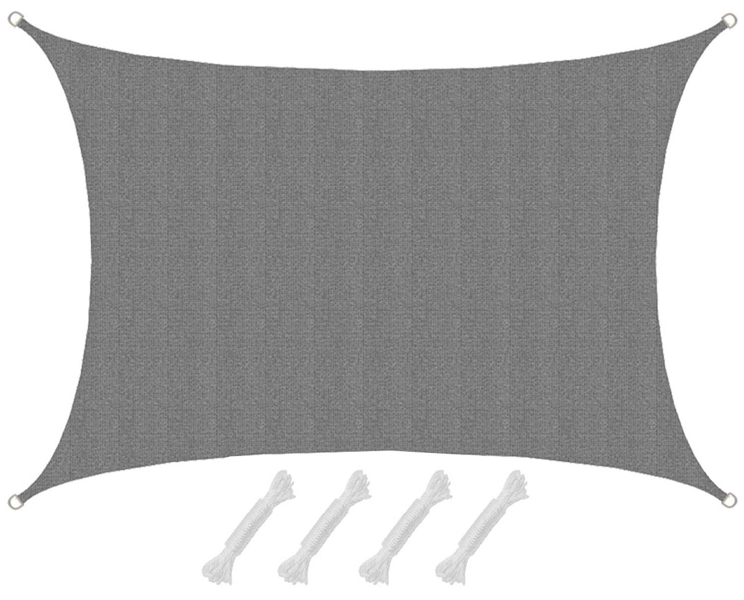 UV Sonnensegel 3x4 HDPE Rechteckig Sonnenschutz Überdachung Garten Balkon Grau