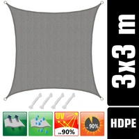 UV Sonnensegel 3x3 HDPE Quadratisch Sonnenschutz Überdachung Garten Balkon Grau UV Sonnensegel 3x3 HDPE Quadratisch Sonnenschutz Überdachung Garten Balkon Grau
