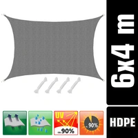 UV Sonnensegel 4x6 HDPE Rechteckig Sonnenschutz Überdachung Garten Balkon Grau UV Sonnensegel 4x6 HDPE Rechteckig Sonnenschutz Überdachung Garten Balkon Grau