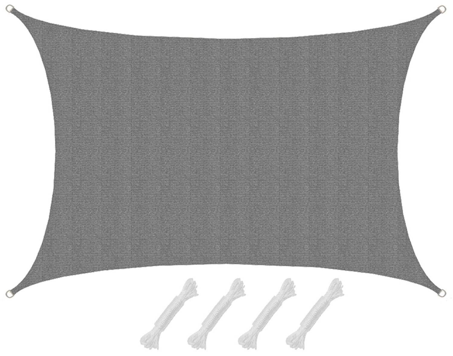 UV Sonnensegel 4x6 HDPE Rechteckig Sonnenschutz Überdachung Garten Balkon Grau