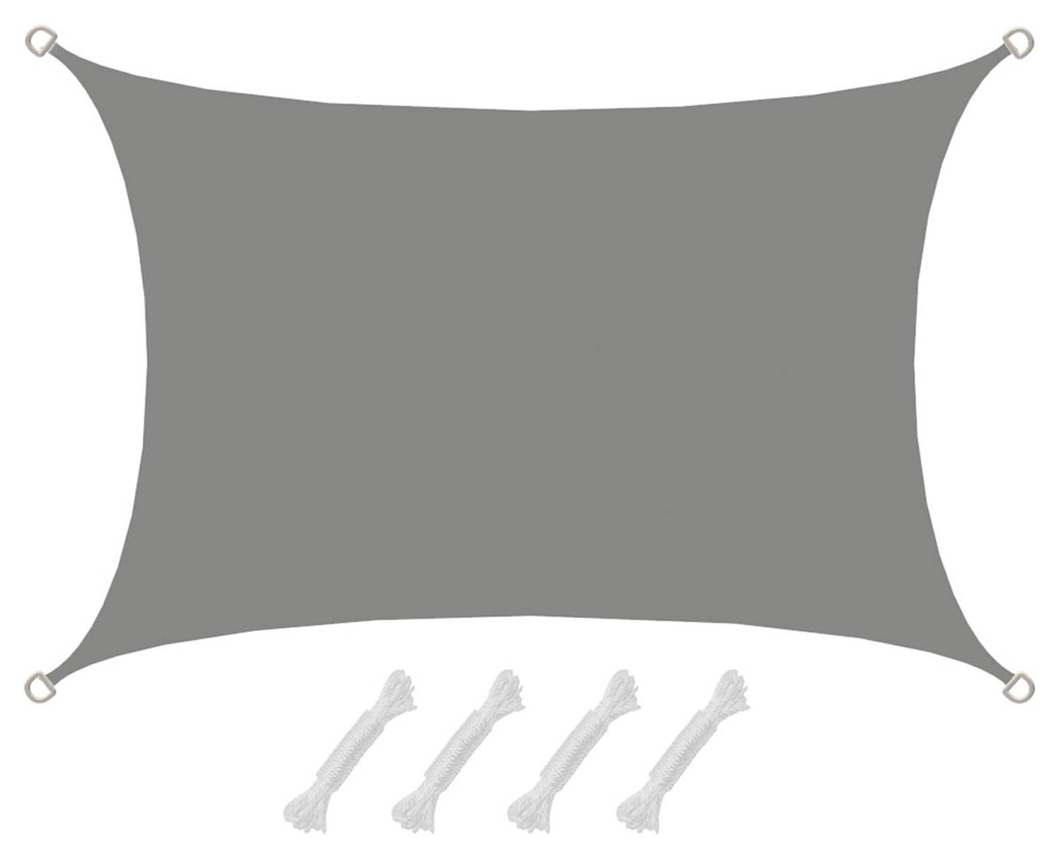 UPF50+ UV Sonnensegel 2x3 Polyester Rechteck Wasserabweisend Garten Balkon Grau
