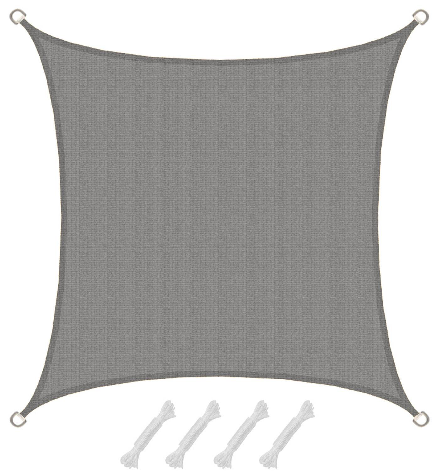 UV Sonnensegel 2x2 HDPE Quadratisch Sonnenschutz Überdachung Garten Balkon Grau