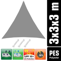 UPF50+ UV Sonnensegel 3x3x3 Polyester Dreieck Wasserabweisend Garten Segel Grau UPF50+ UV Sonnensegel 3x3x3 Polyester Dreieck Wasserabweisend Garten Segel Grau