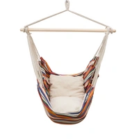 Hängestuhl mit 2 Kissen zum Wenden Balkon Hängesessel Bunt Gestreift Outdoor Hängestuhl mit 2 Kissen zum Wenden Balkon Hängesessel Bunt Gestreift Outdoor