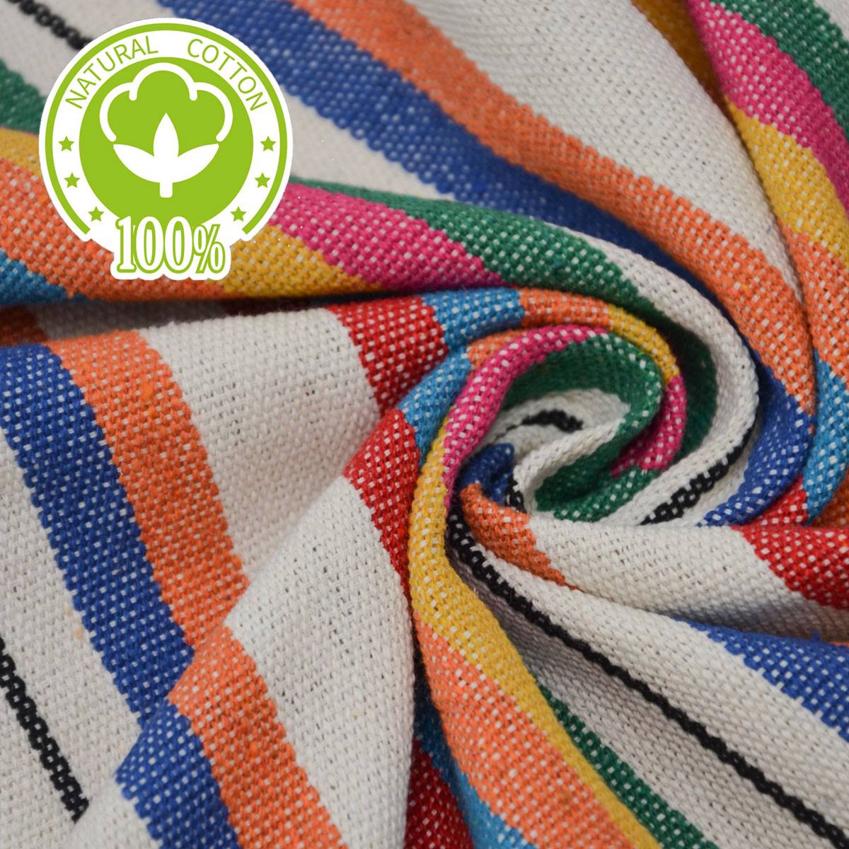 Hängestuhl mit 2 Kissen zum Wenden Balkon Hängesessel Bunt Gestreift Outdoor