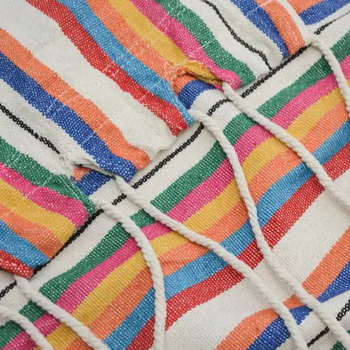 Hängestuhl mit 2 Kissen zum Wenden Balkon Hängesessel Bunt Gestreift Outdoor Hängestuhl mit 2 Kissen zum Wenden Balkon Hängesessel Bunt Gestreift Outdoor