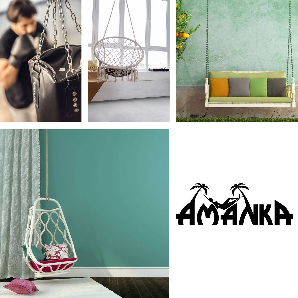 2x 230kg Hängesessel Kette -100cm Aufhängung 4 Karabiner Hängematte Boxsack