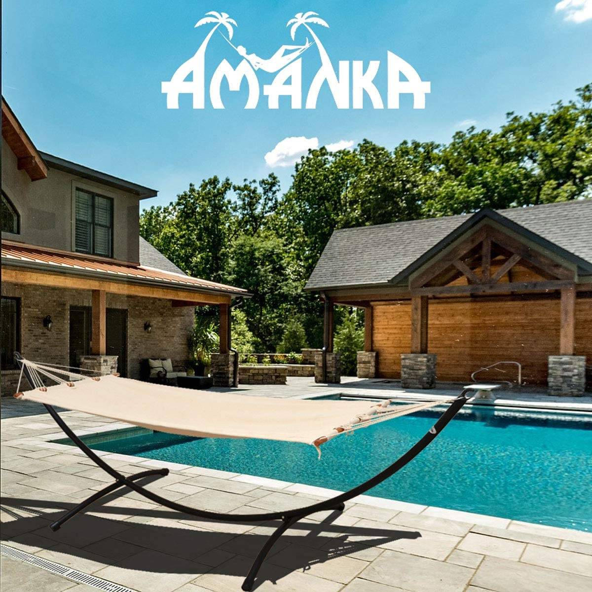 Bis 100kg: Outdoor Stabhängematte 1 Person - 190x80cm Hängematte Garten & Balkon