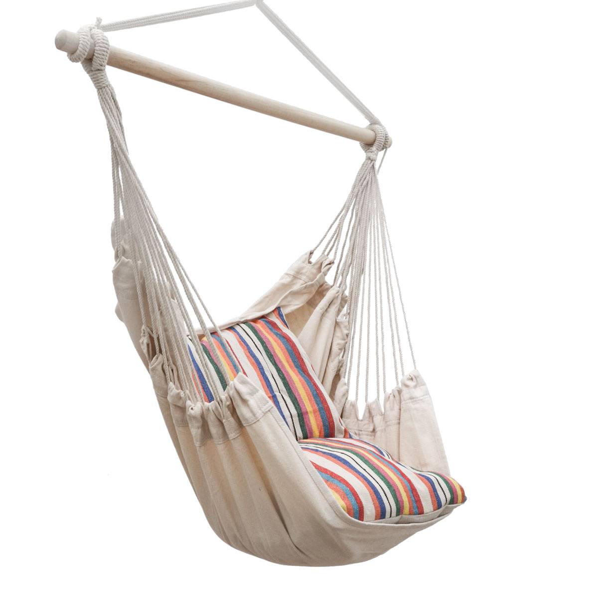 Hängesessel mit 2 Kissen zum Wenden Balkon Hängesessel Beige Outdoor Sessel