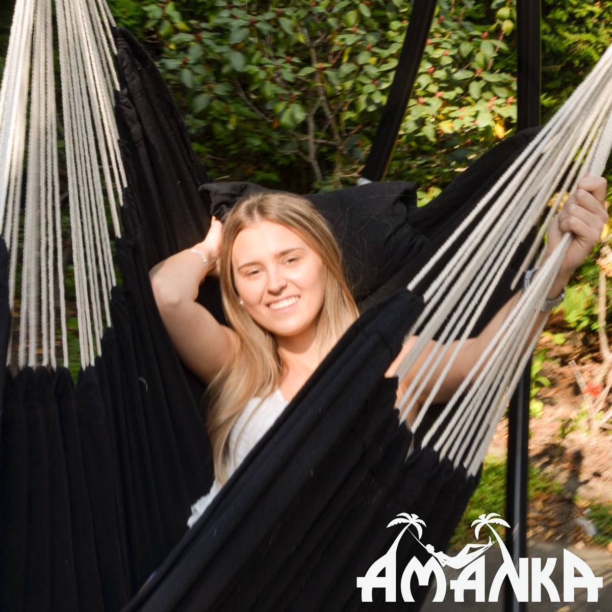 XXL Liege Hängesessel mit Seitenfach und Kissen - 220x120 cm Outdoor Hängematte