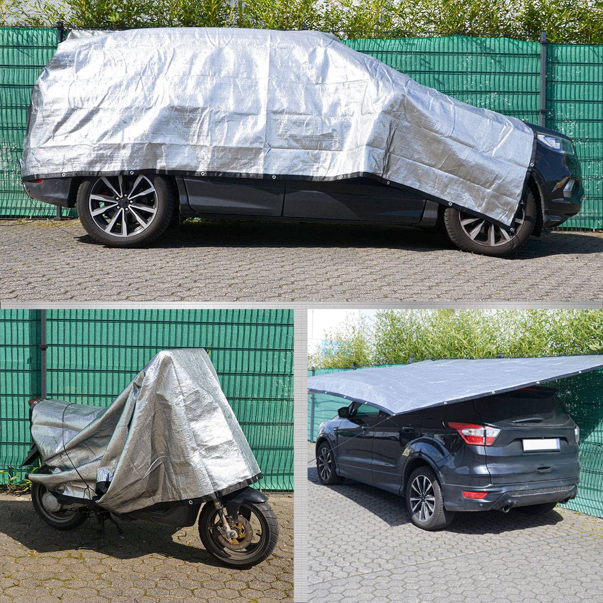 99% Schattennetz 6x4m Alu Sonnensegel Sonnenschutz Netz Hitzeschutz für Auto