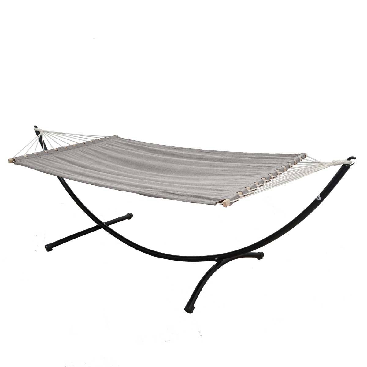 Doppel Hängematte mit Gestell 200x120cm Hängeliege Hängemattengestell grau