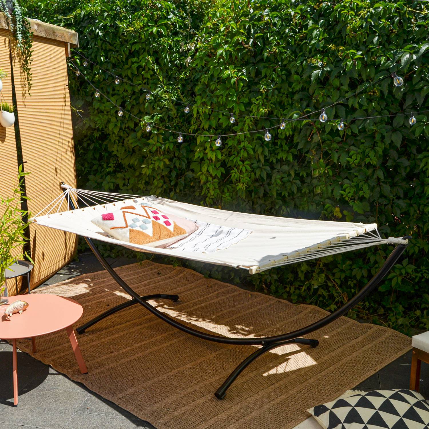 Doppel Hängematte mit Gestell 200x120 cm Garten Hängeliege Hängemattengestell