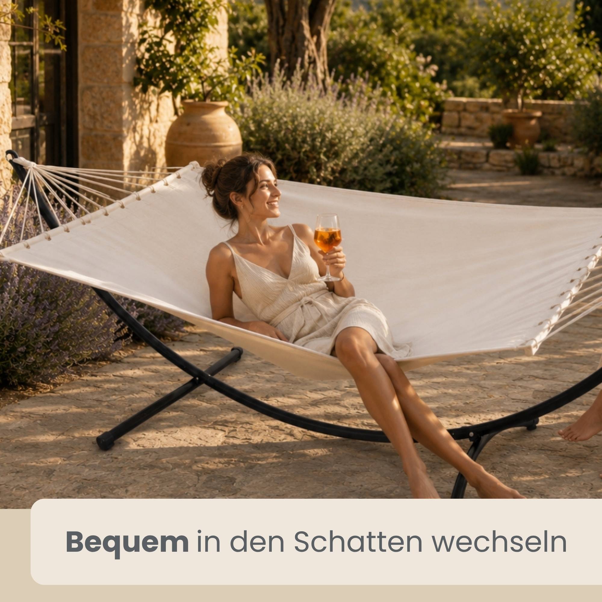 Doppel Hängematte mit Gestell 200x120 cm Garten Hängeliege Hängemattengestell