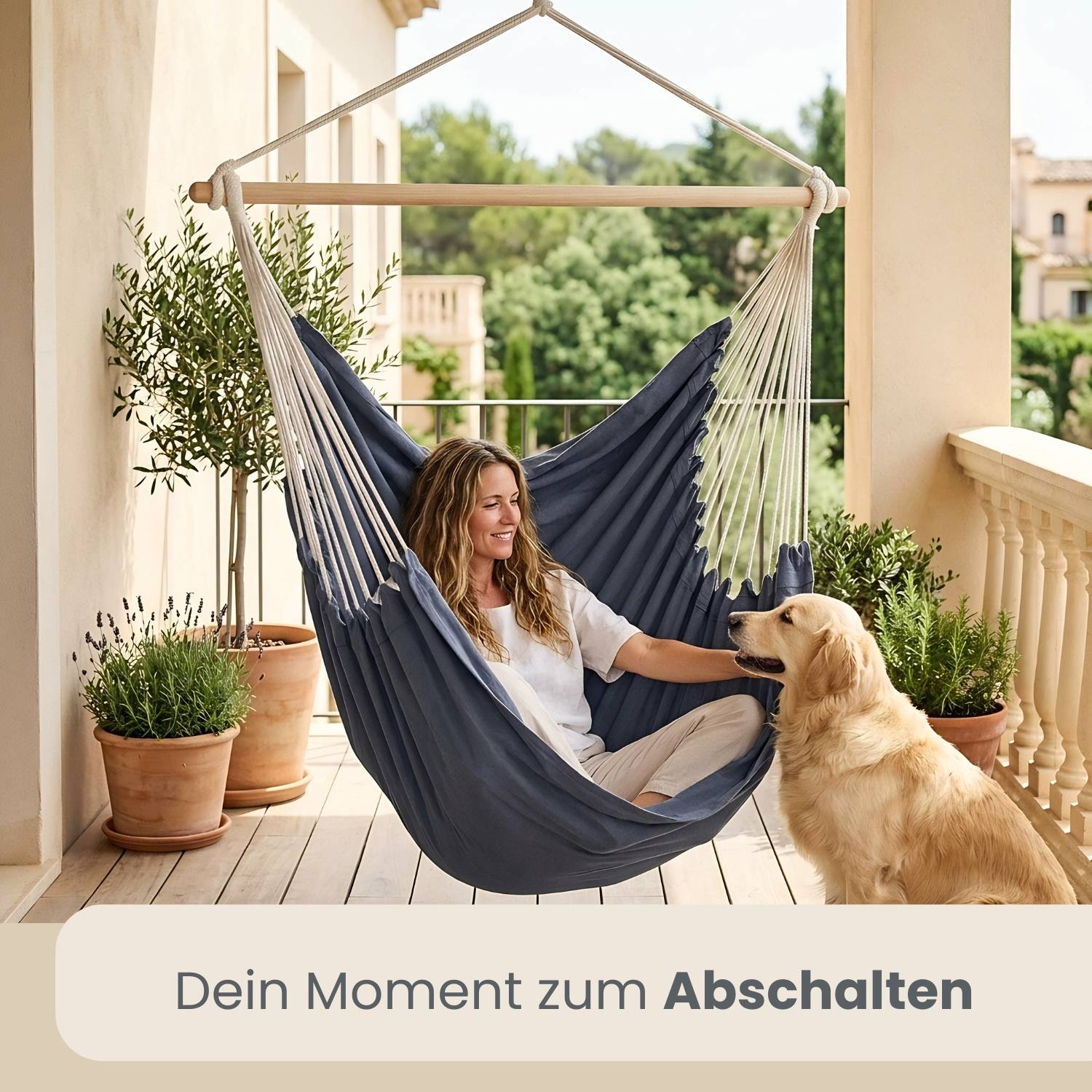 XXL Hängesessel 185x130cm bis 150kg - 2 Personen Schwebesessel Hängestuhl Garten