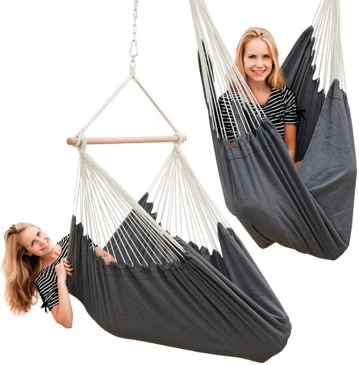 XXL Hängesessel für 2 Personen185x130 Hängestuhl bis 150kg Hängematte Baumwolle
