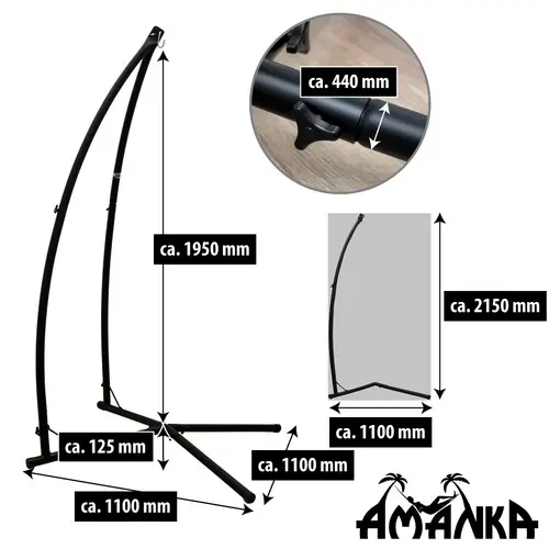Hängestuhlgestell mit Hängesessel 215cm Metallgestell bis 120kg mit 2 Kissen Hängestuhlgestell mit Hängesessel 215cm Metallgestell bis 120kg mit 2 Kissen