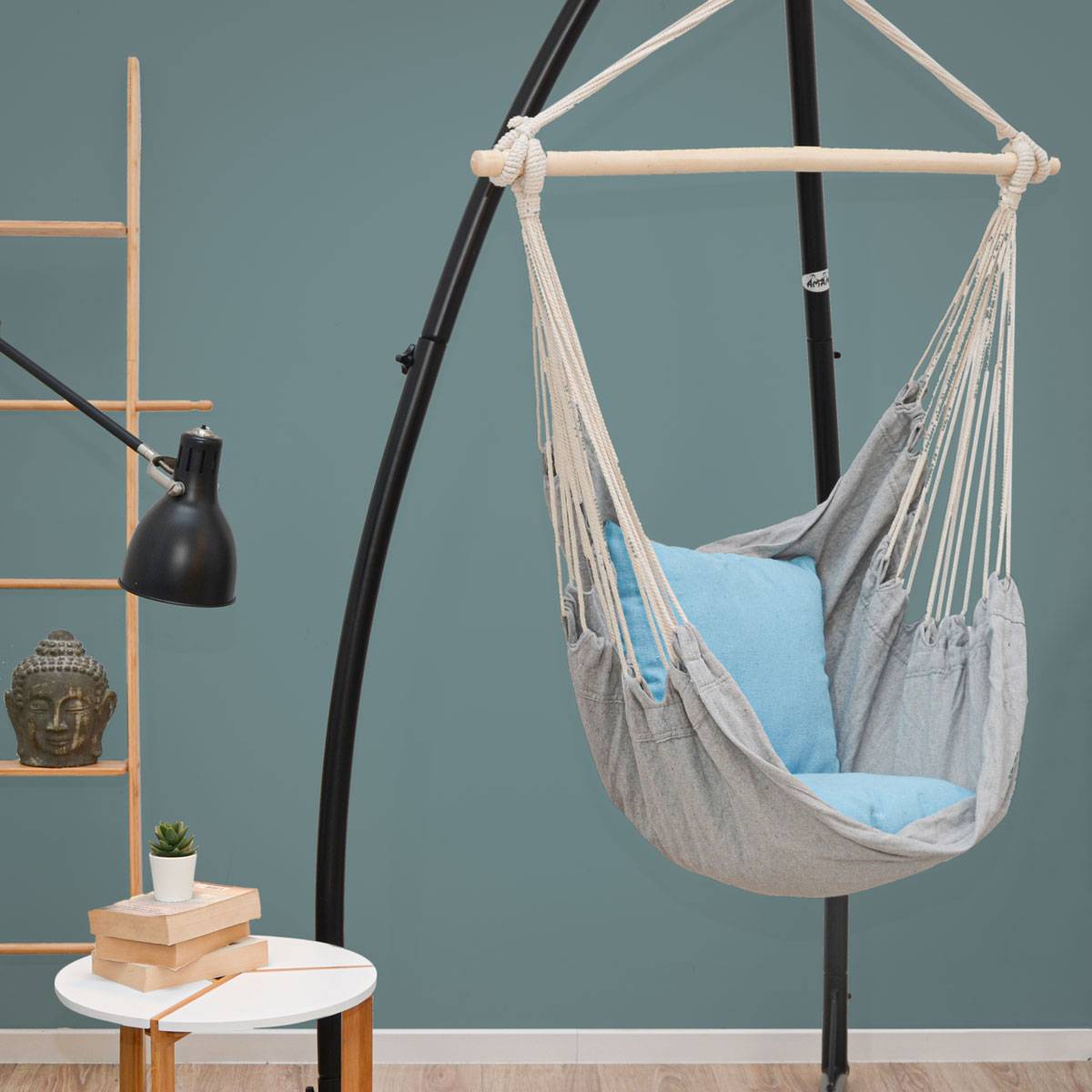 Hängestuhlgestell mit Hängesessel 215cm Metallgestell bis 120kg mit 2 Kissen