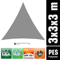 3x3x3 Sonnensegel Dreieckig Wasserdicht - Sonnenschutz Segel Set mit Befestigung 3x3x3 Sonnensegel Dreieckig Wasserdicht - Sonnenschutz Segel Set mit Befestigung