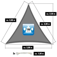 3x3x3 Sonnensegel Dreieckig Wasserdicht - Sonnenschutz Segel Set mit Befestigung 3x3x3 Sonnensegel Dreieckig Wasserdicht - Sonnenschutz Segel Set mit Befestigung