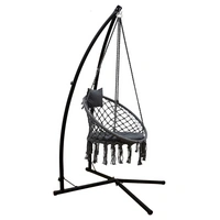 Hängestuhlgestell mit Makramee Hängesessel 215cm Boho Hängestuhl bis 120kg grau Hängestuhlgestell mit Makramee Hängesessel 215cm Boho Hängestuhl bis 120kg grau