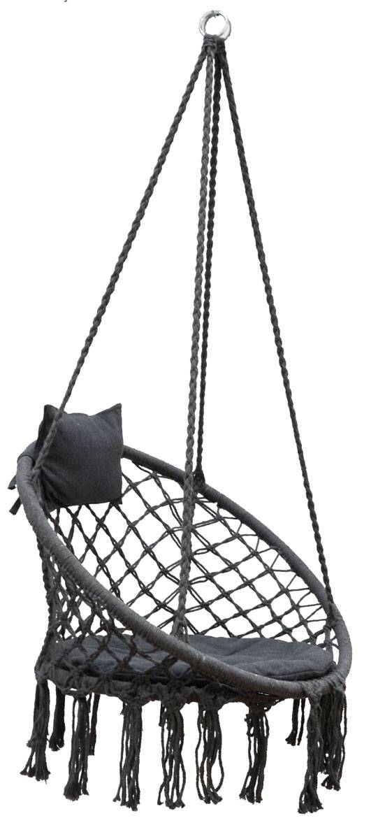Hängestuhlgestell mit Makramee Hängesessel 215cm Boho Hängestuhl bis 120kg grau