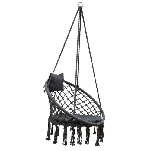 Hängestuhlgestell mit Makramee Hängesessel 215cm Boho Hängestuhl bis 120kg grau Hängestuhlgestell mit Makramee Hängesessel 215cm Boho Hängestuhl bis 120kg grau
