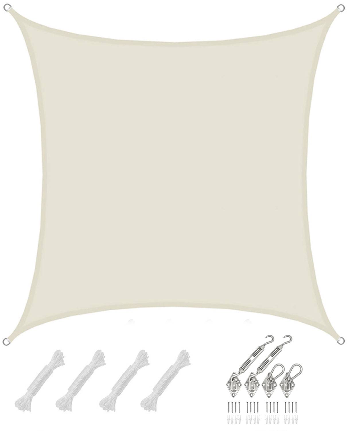 4x4m Sonnensegel Viereckig Wasserdicht - Sonnenschutz Segel Set mit Befestigung