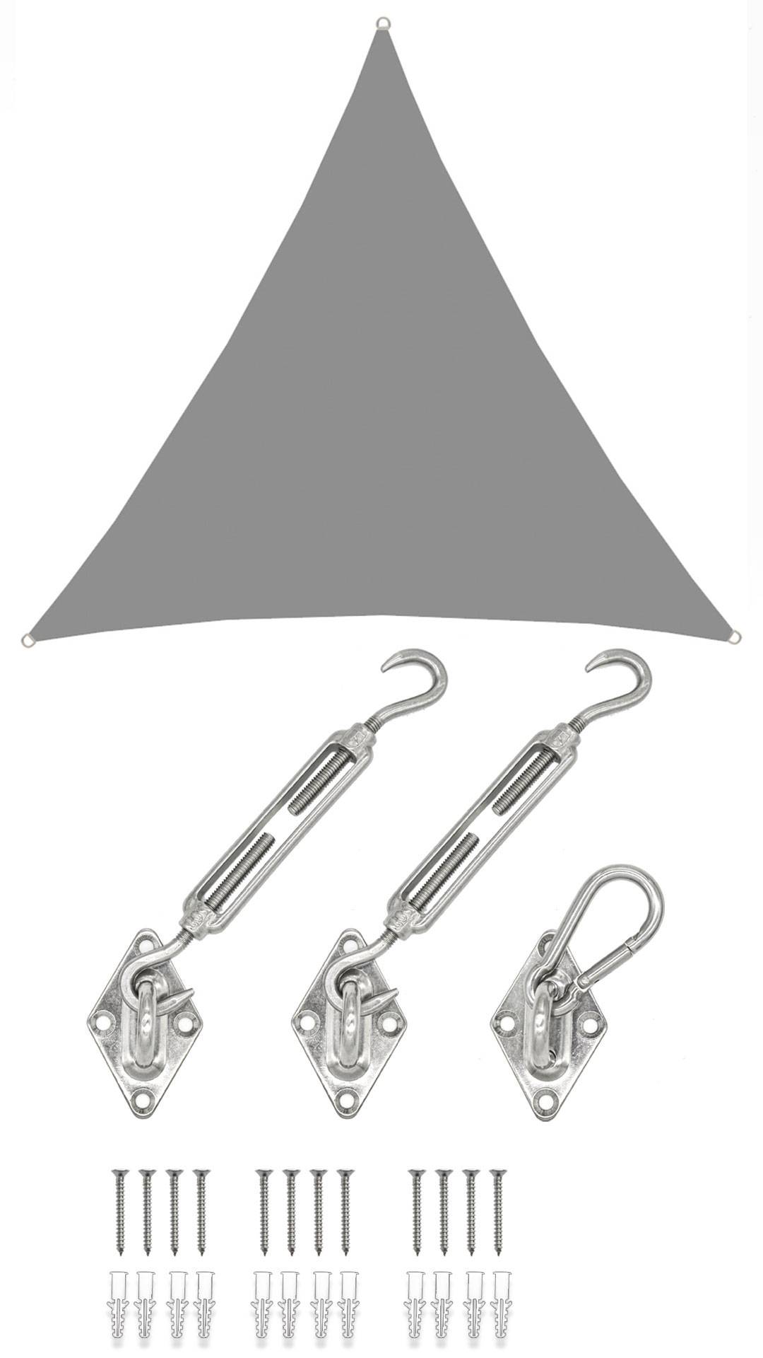 4x4x4 Sonnensegel Dreieckig Wasserdicht - Sonnenschutz Segel Set mit Befestigung