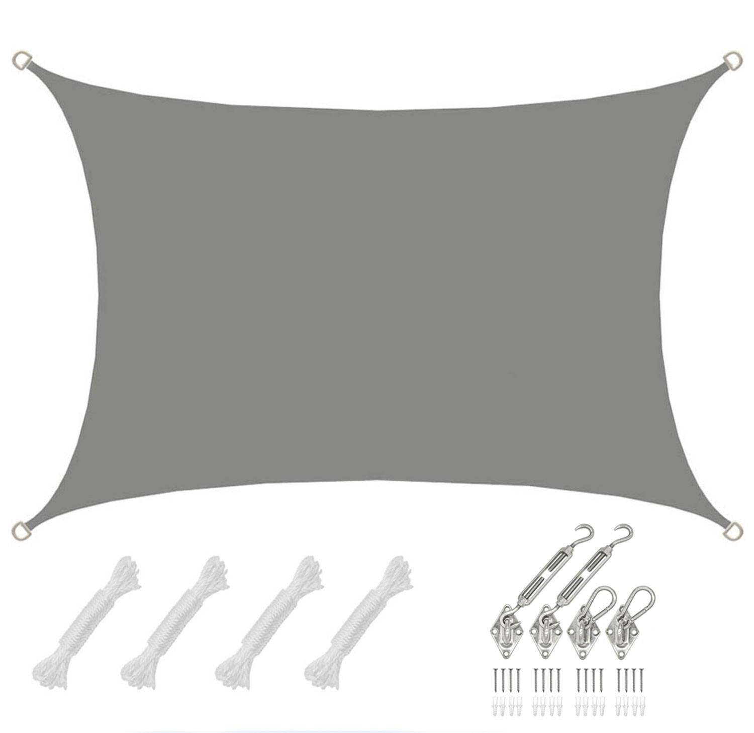3x4m Sonnensegel Rechteckig Wasserdicht - Sonnenschutz Segel Set mit Befestigung