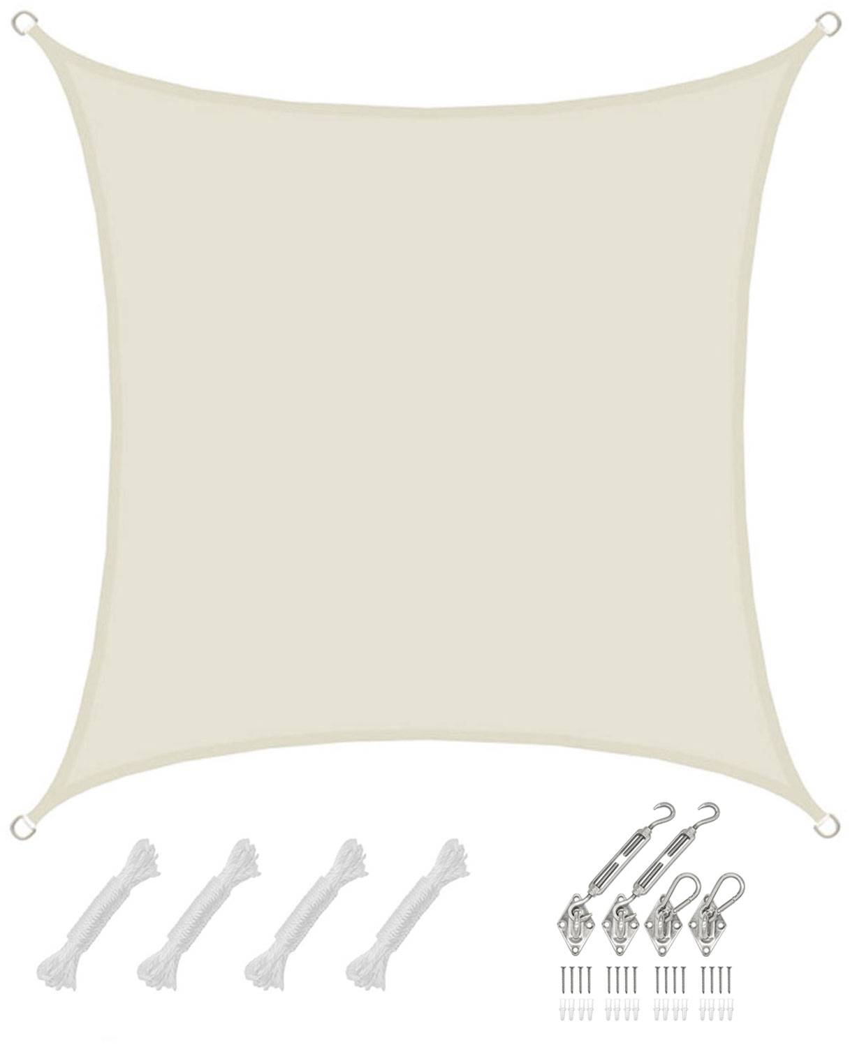 3x3m Sonnensegel Viereckig Wasserdicht - Sonnenschutz Segel Set mit Befestigung