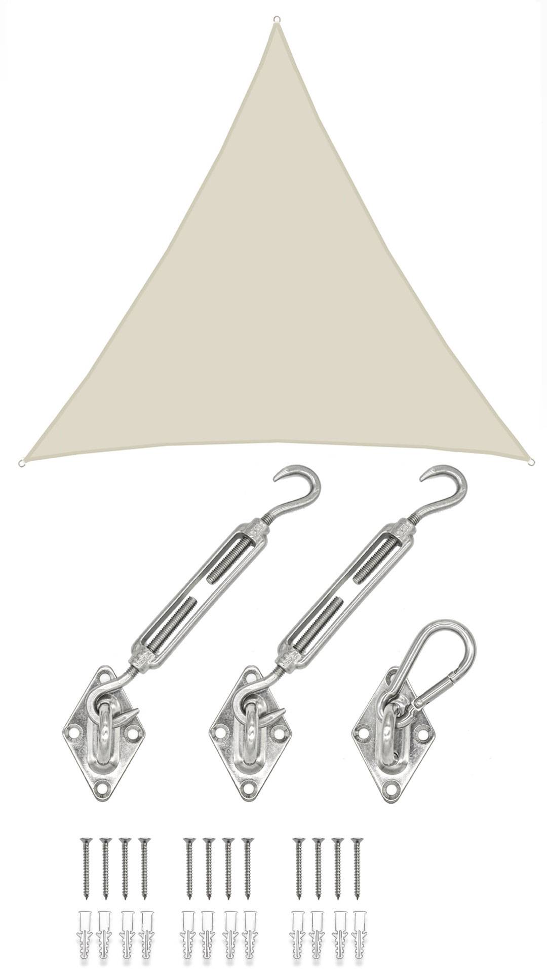 5x5x5 Sonnensegel Dreieckig Wasserdicht - Sonnenschutz Segel Set mit Befestigung