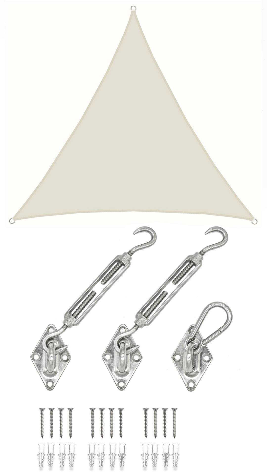 4x4x4 Sonnensegel Dreieckig Wasserdicht - Sonnenschutz Segel Set mit Befestigung
