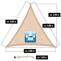 4x4x4 Sonnensegel Dreieckig Wasserdicht - Sonnenschutz Segel Set mit Befestigung 4x4x4 Sonnensegel Dreieckig Wasserdicht - Sonnenschutz Segel Set mit Befestigung