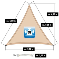 5x5x5 UV Sonnensegel Dreieckig Atmungsaktiv - Sonnenschutz Segel mit Befestigung 5x5x5 UV Sonnensegel Dreieckig Atmungsaktiv - Sonnenschutz Segel mit Befestigung